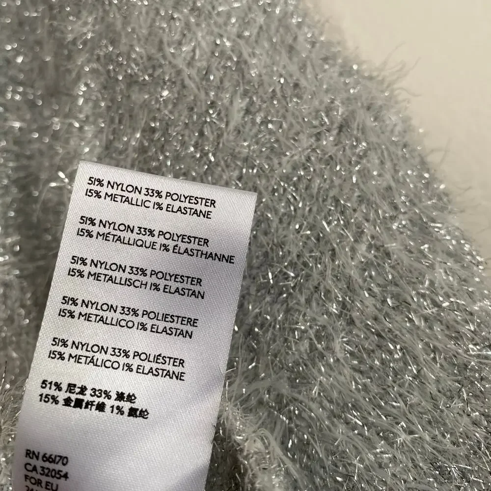 Urban Outfitters Elisabeth Silver Sparkle Crop Sweater Size Large